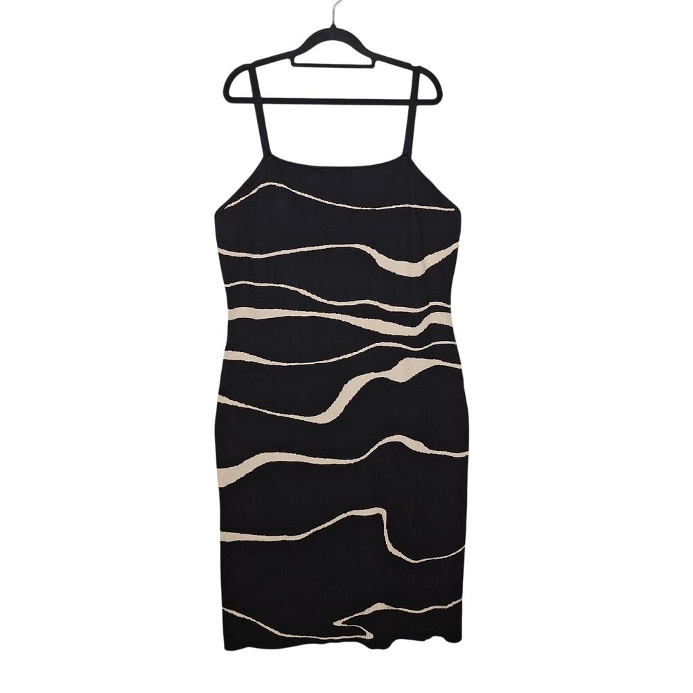 Cider Knit Bodycon Tank Midi Dress 3XL Black and Cream Swirl Zebra Marble Print - Picture 2 of 9
